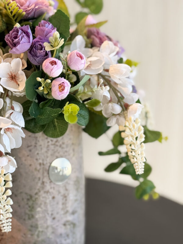 Purple Ranunculus & White Wisteria Bouquet - Image 2