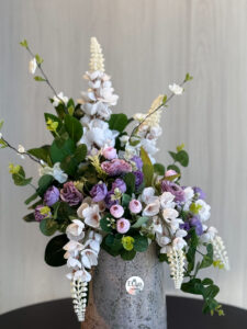 Purple Ranunculus & White Wisteria Bouquet